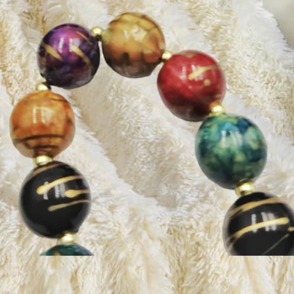 Handpainted Multicolor Beads Necklace - Picture 9 of 12